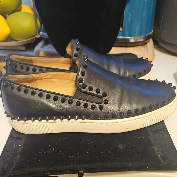 Christian La Boutin Black Studded Slip-On's - Picture 3 of 12